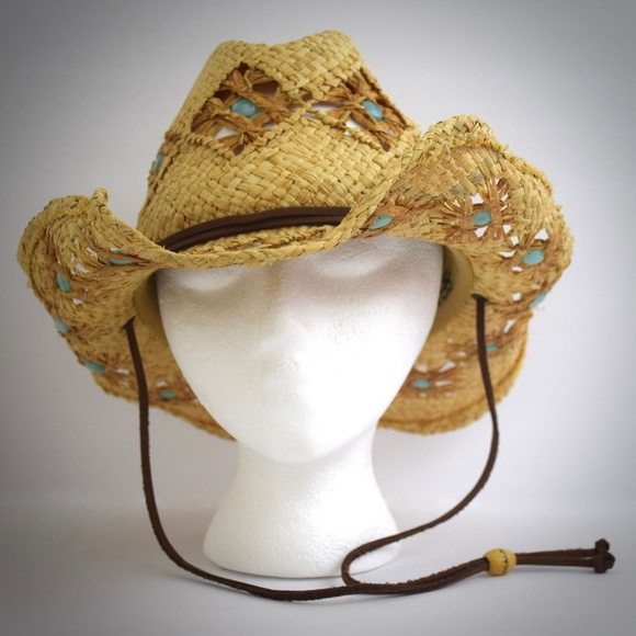 Scala Western Cowboy Sun Hat Woven Natural Fibers - Picture 2 of 8